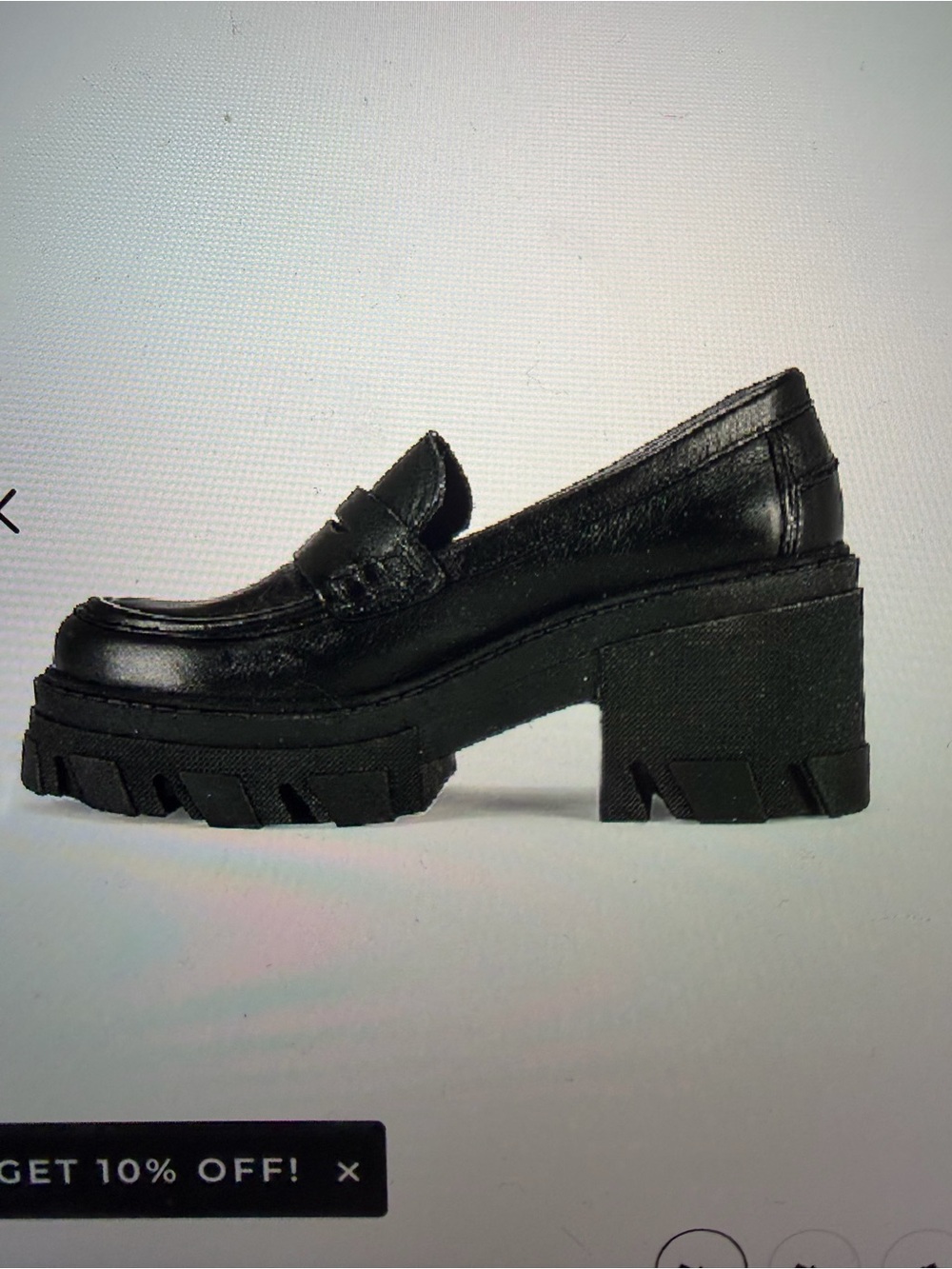 Steve Madden Beth Black Leather Chunky Penny Loafer, NWB Size 8